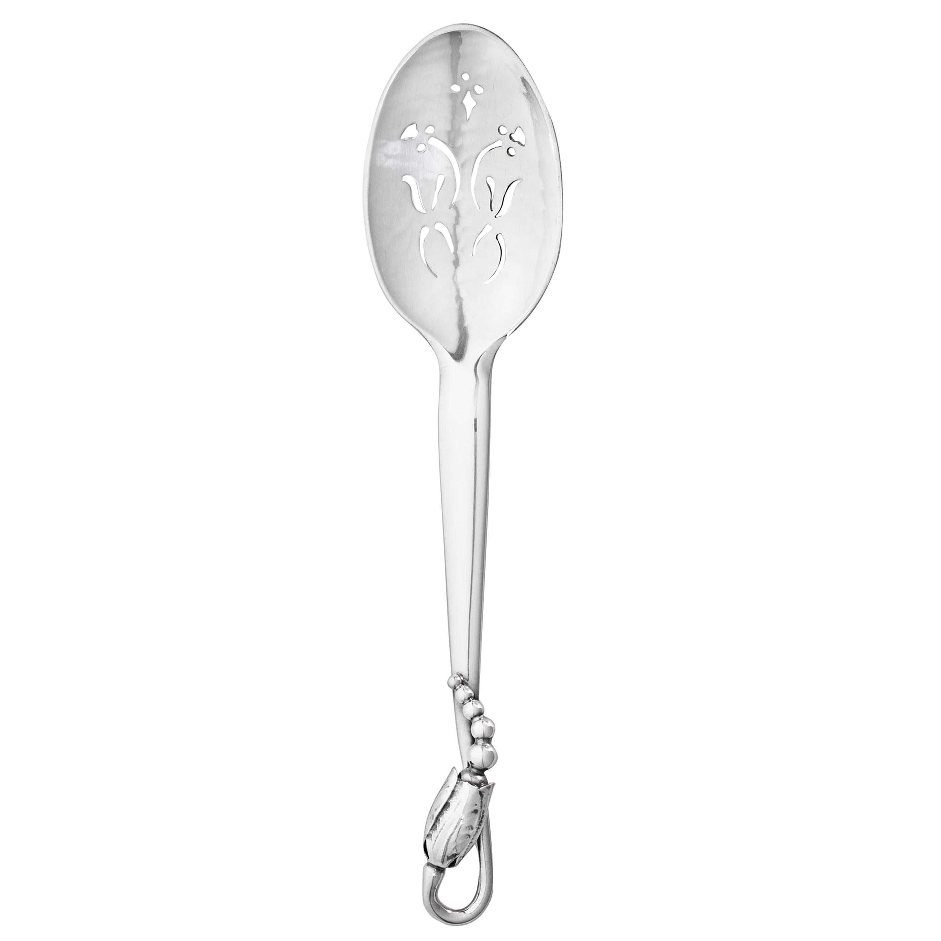 Georg Jensen Handcrafted Sterling Silver Blossom Olive Spoon