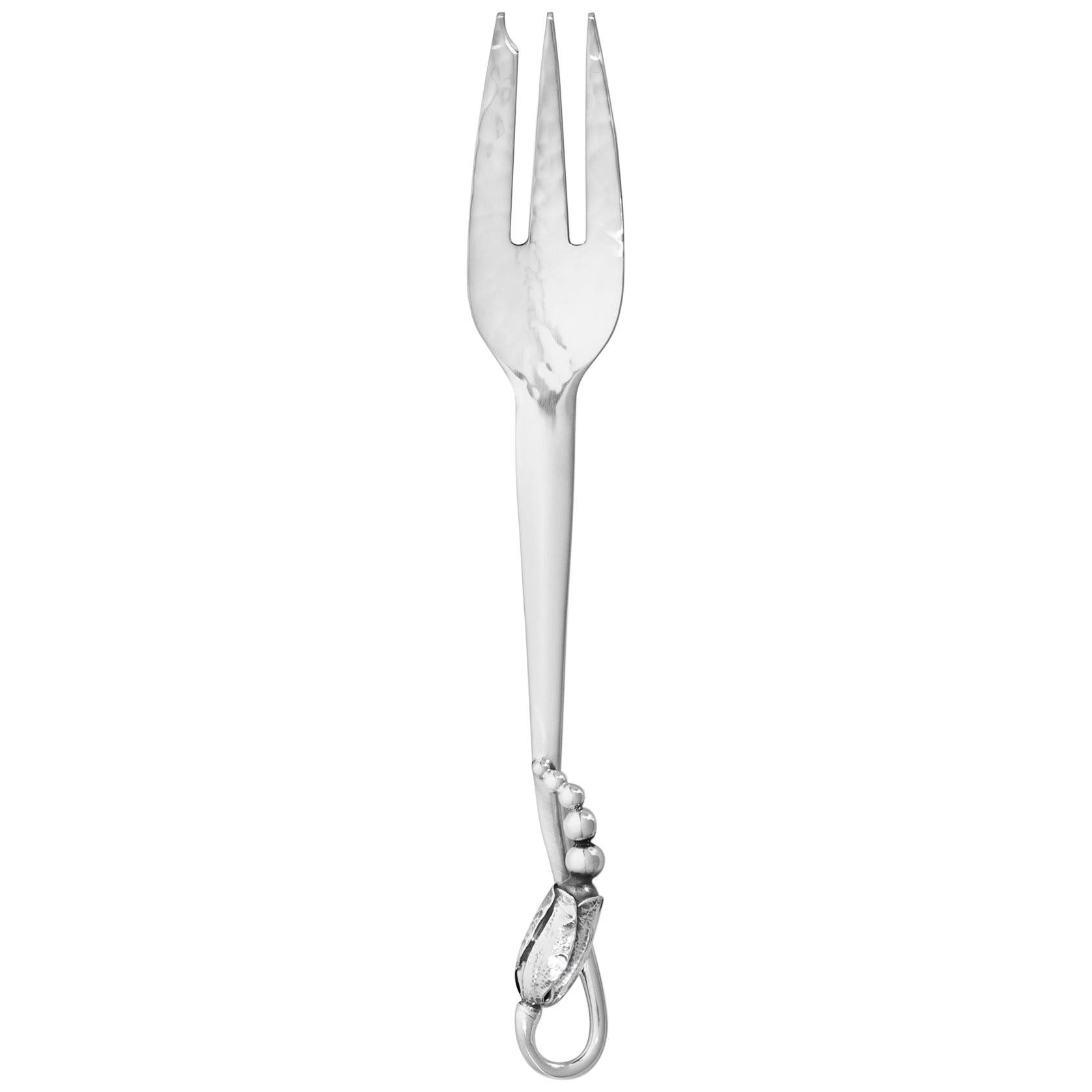 Georg Jensen Handcrafted Sterling Silver Blossom Pastry Fork For Sale