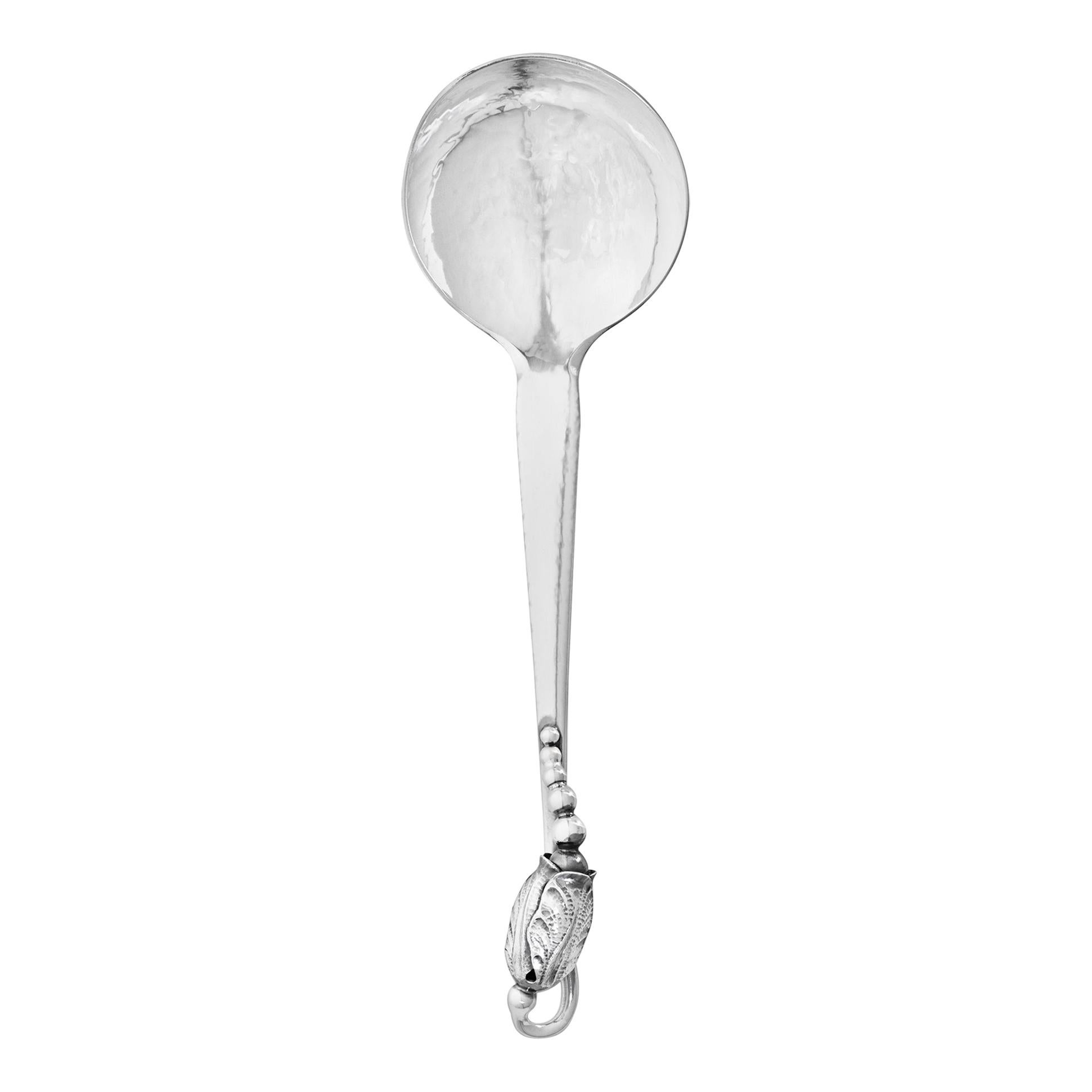 Georg Jensen Handcrafted Sterling Silver Blossom Round Soup Spoon For Sale