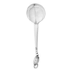 Cuillère à soupe ronde en argent sterling Georg Jensen, fabriquée à la main, avec des fleurs