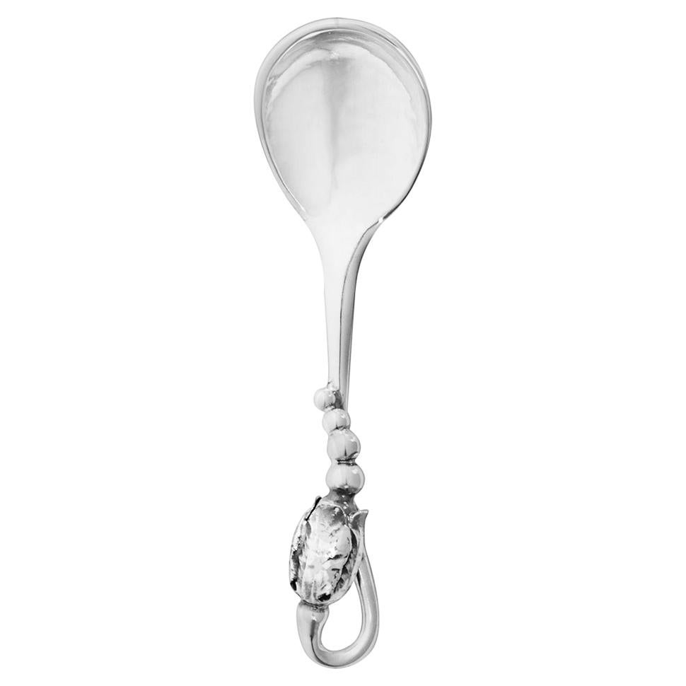 Georg Jensen Handcrafted Sterling Silver Blossom Salt Spoon For Sale