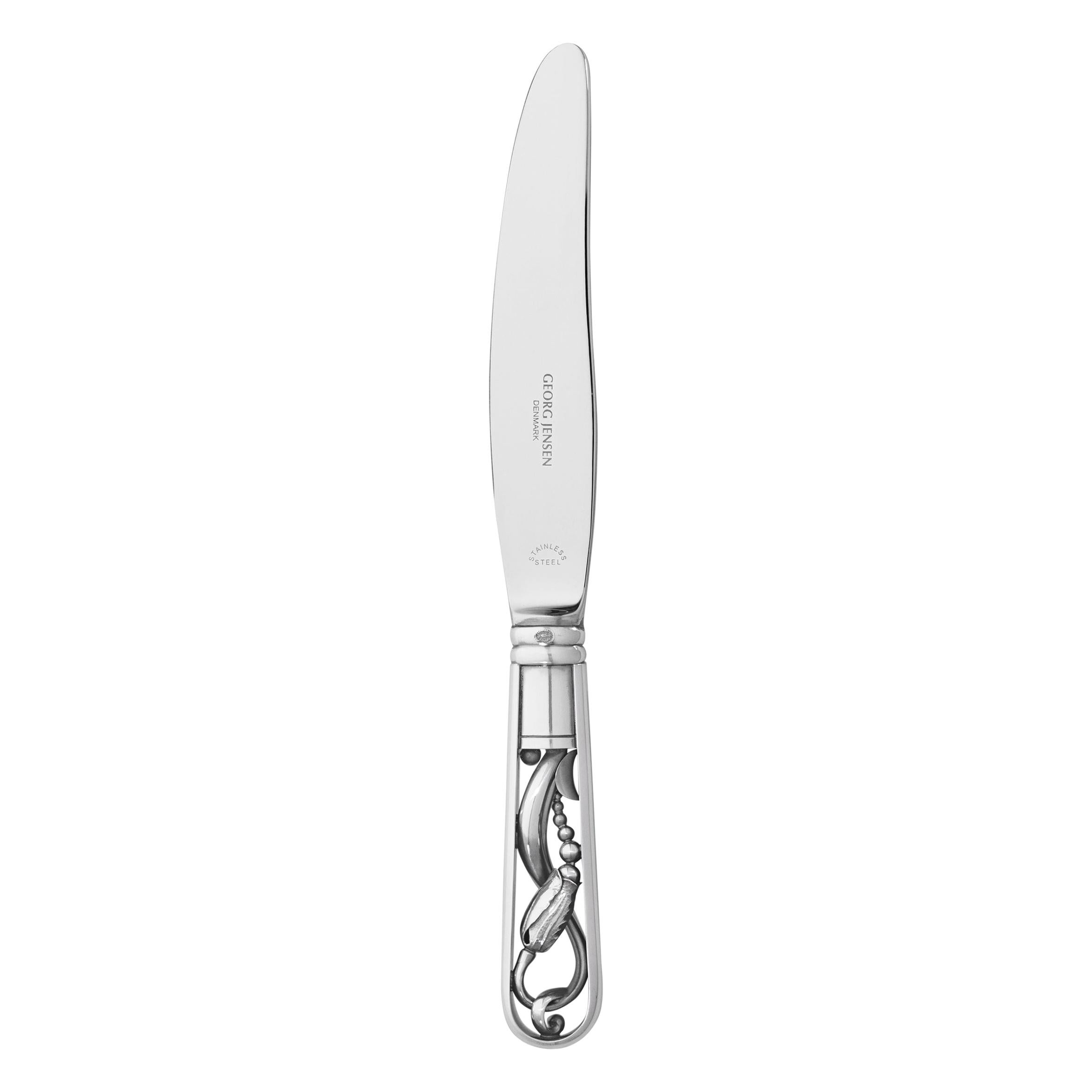 Georg Jensen Handcrafted Sterling Silver Blossom Short Luncheon Knife For Sale