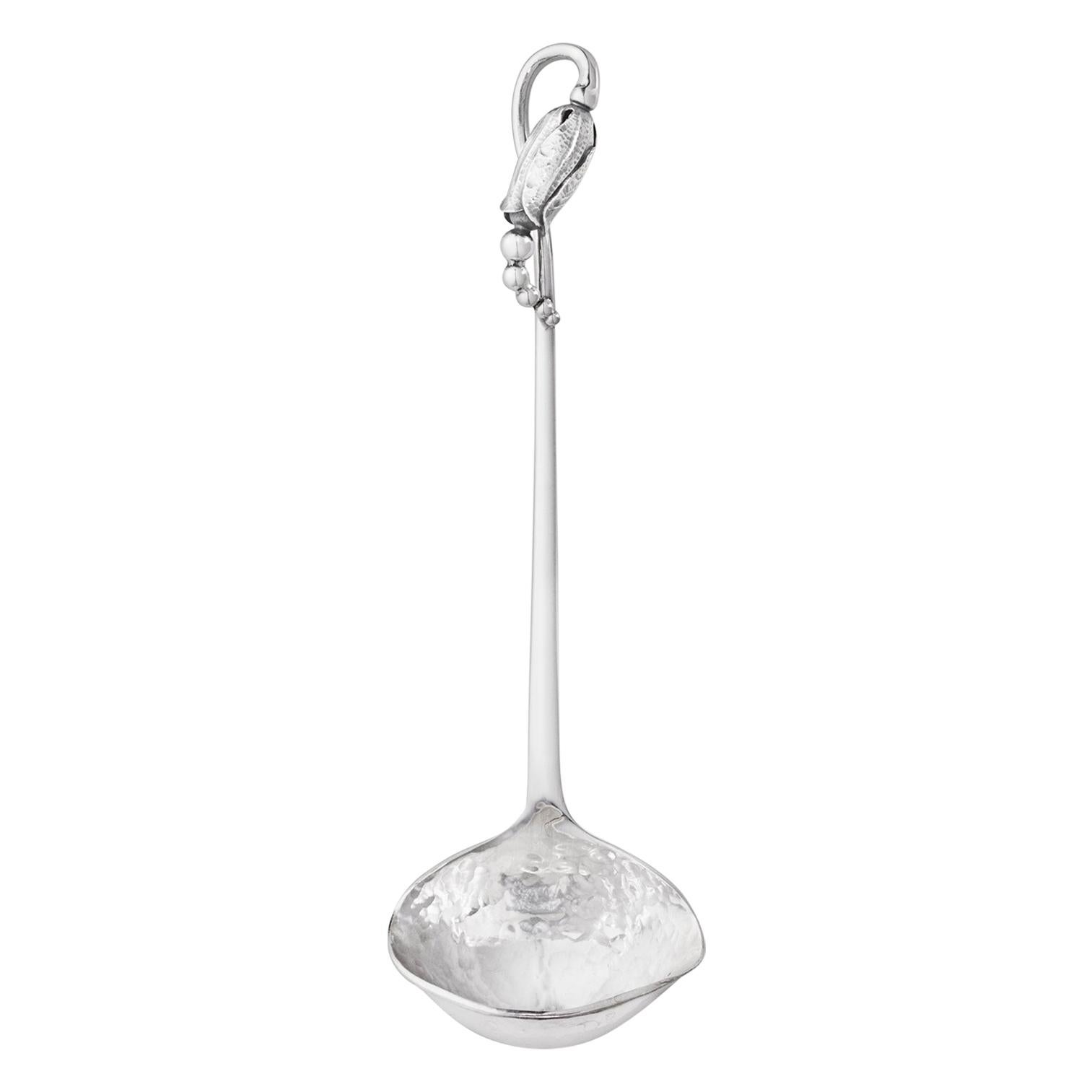Georg Jensen Handcrafted Sterling Silver Blossom Small Gravy Ladle For Sale