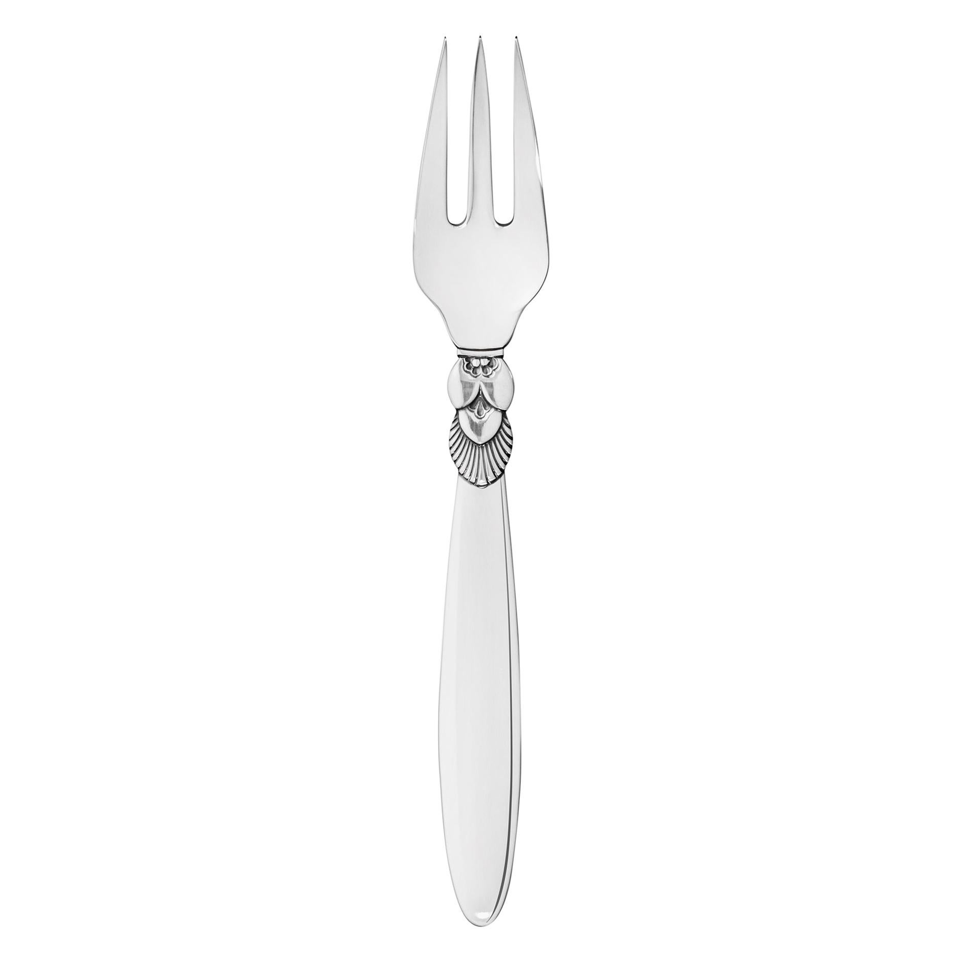 Georg Jensen Handcrafted Sterling Silver Cactus Fish Fork by Gundorph Albertus For Sale