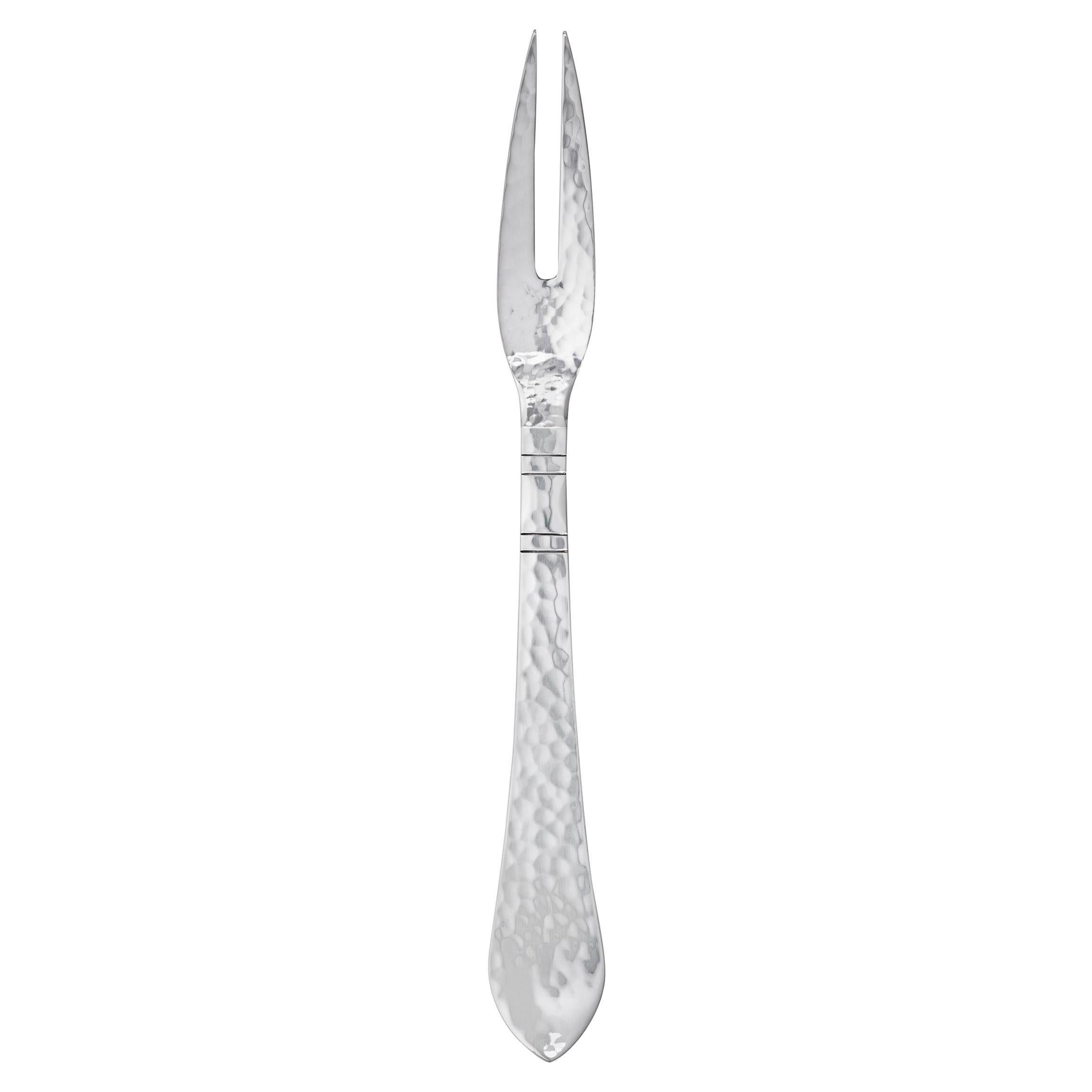 Georg Jensen Handcrafted Sterling Silver Continental Meat Fork with 2 Tines For Sale