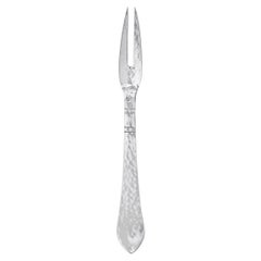 Georg Jensen Handcrafted Sterling Silver Continental Meat Fork with 2 Tines