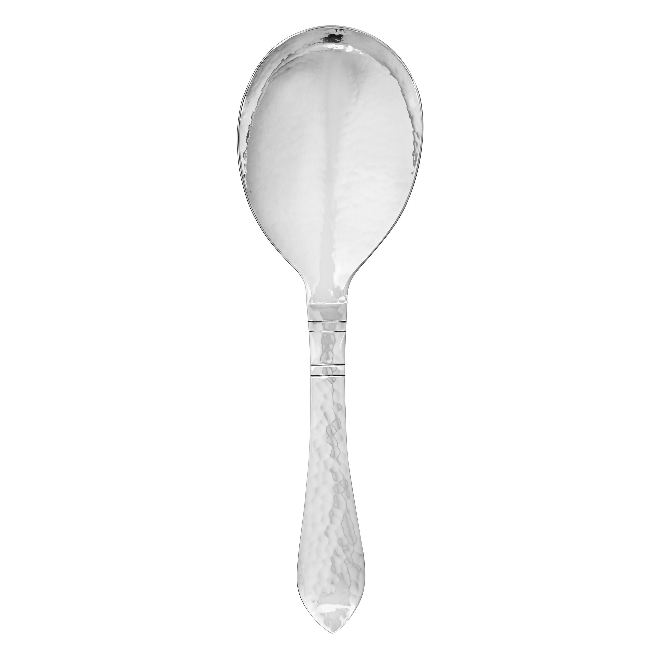 Georg Jensen Handcrafted Sterling Silver Continental Medium Serving Spoon For Sale