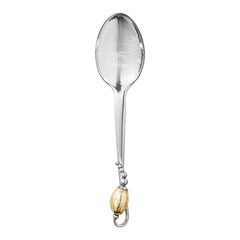 Georg Jensen Handcrafted Sterling Silver Gold Blossom Dessert Spoon