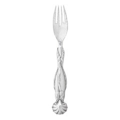 Georg Jensen Handcrafted Sterling Silver No. 55 Fork with Fish Motif