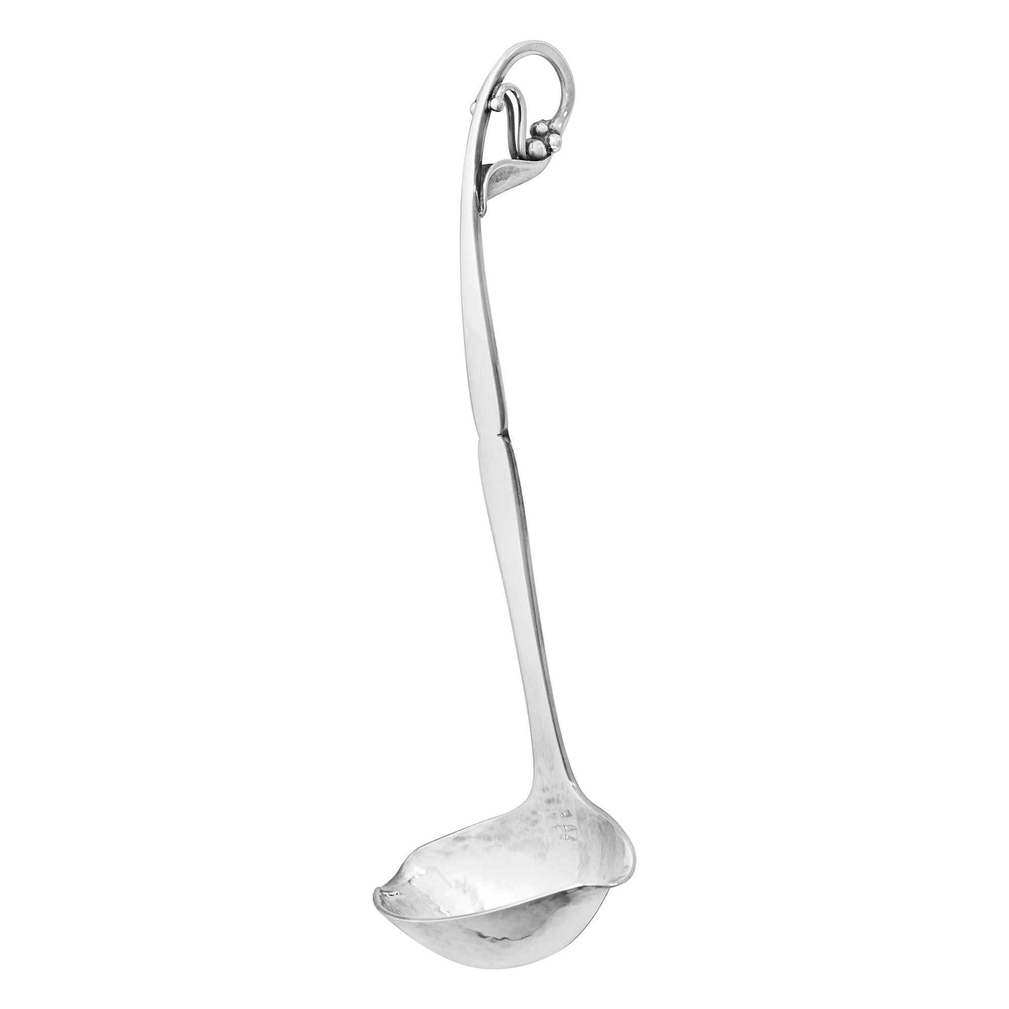 Georg Jensen Handcrafted Sterling Silver Ornamental No. 21 Cream Ladle For Sale
