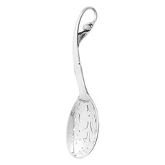 Georg Jensen Handcrafted Sterling Silver Ornamental No. 21 Sugar Spoon