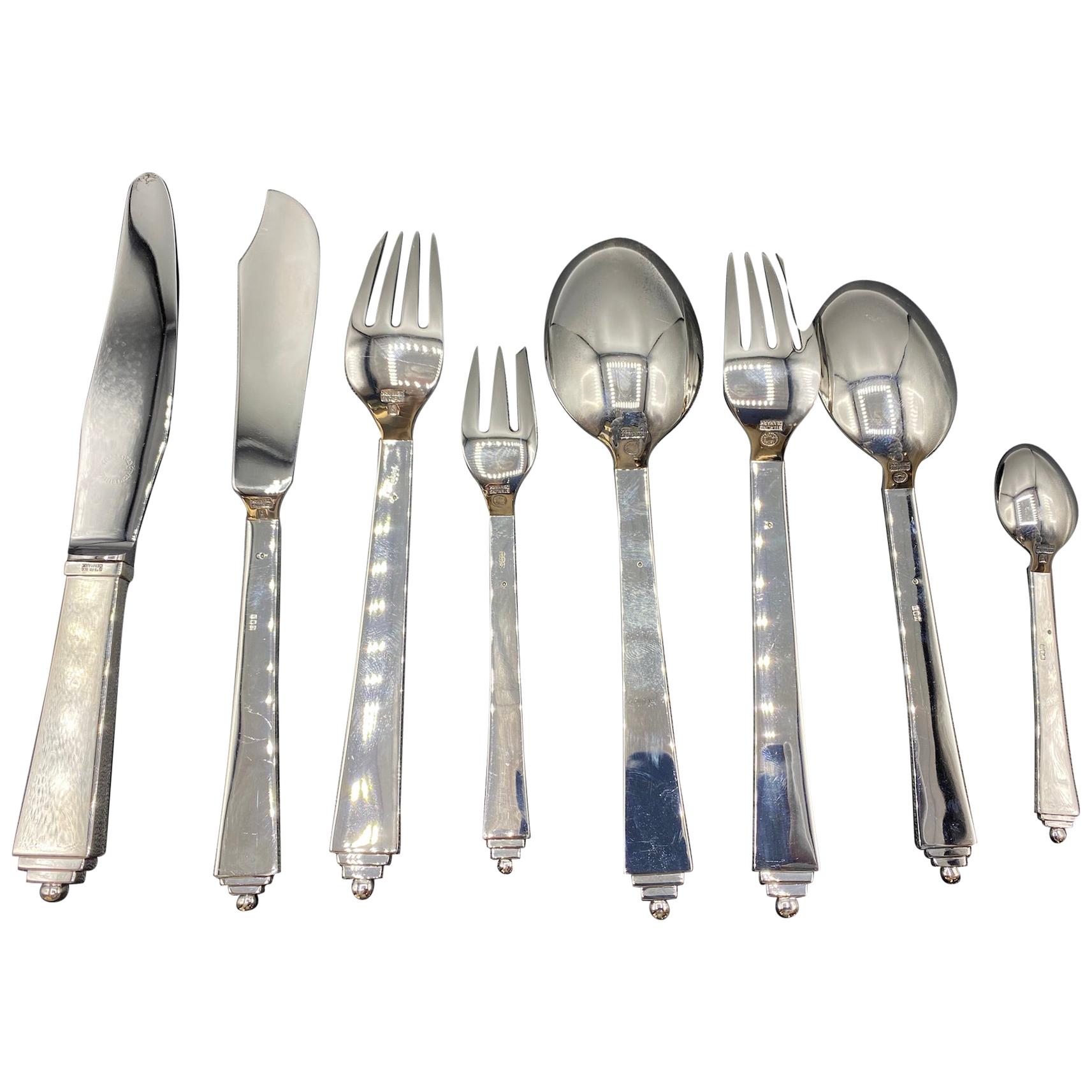 Georg Jensen 
Harald Nielsensolid Silver Flatware 128 Pieces, circa 1935
