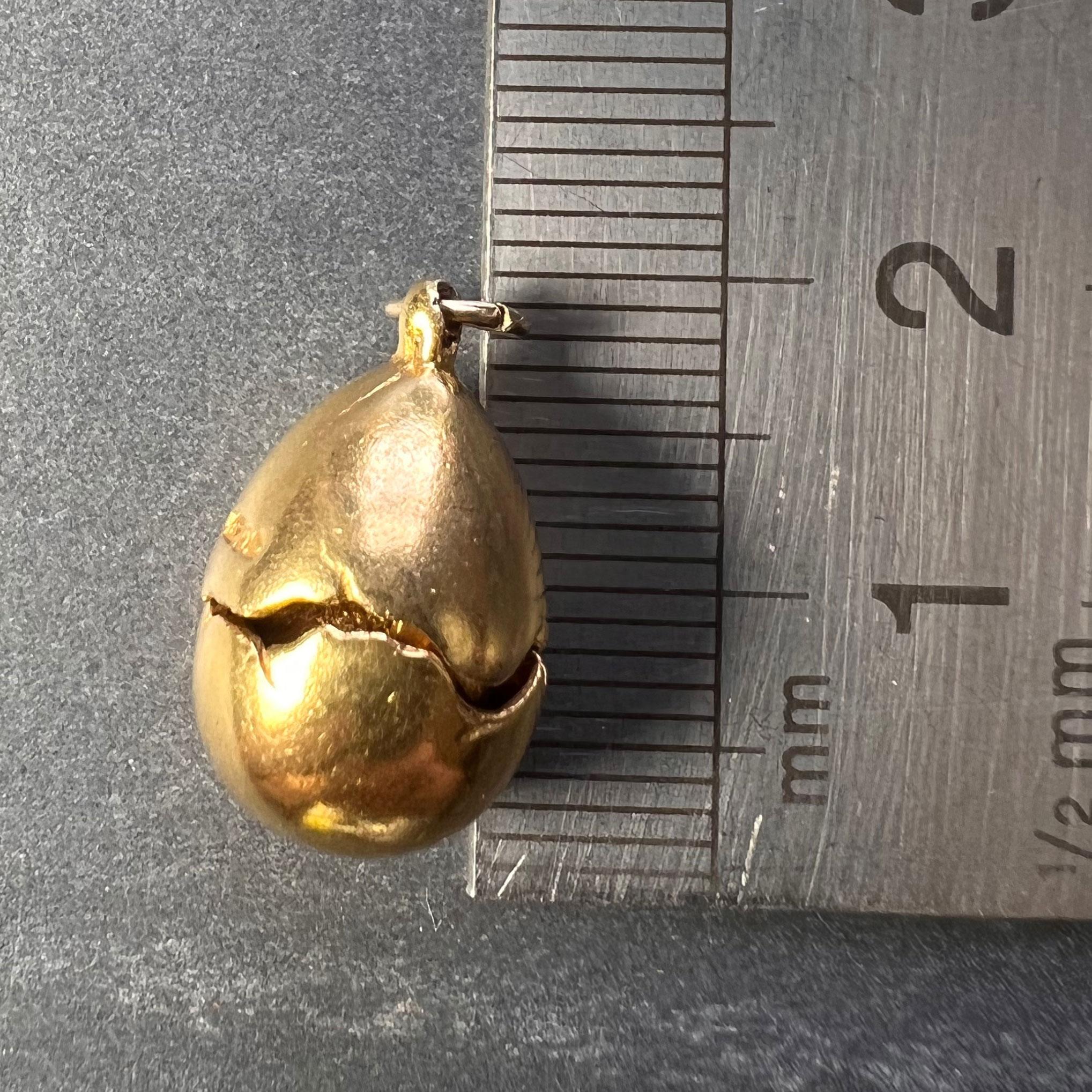 Georg Jensen Hatching Egg Chick 9K Yellow Gold Enamel Charm Pendant 5