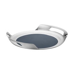 Georg Jensen Helix Tray in Stainless Steel and Leather by Bernadotte & Kylberg
