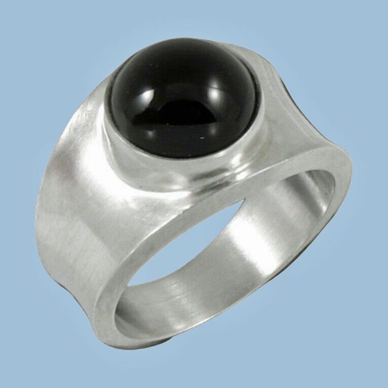 Cabochon Georg Jensen Hematite Sterling Hematite Ring