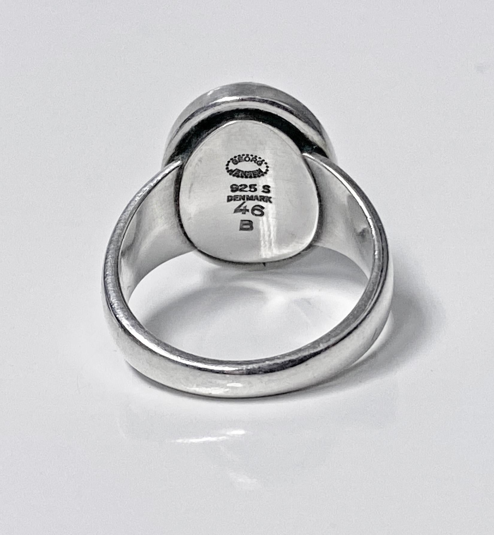 Women's or Men's Georg Jensen Hematite Sterling Ring Harald Nielsen Design