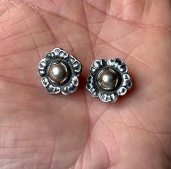 Georg Jensen 'Heritage' Flower Clip Earrings 2002 in Sterling Silver