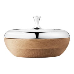 Georg Jensen HK Bonbonnière de navet en acier et bois de chêne par Henning Koppel