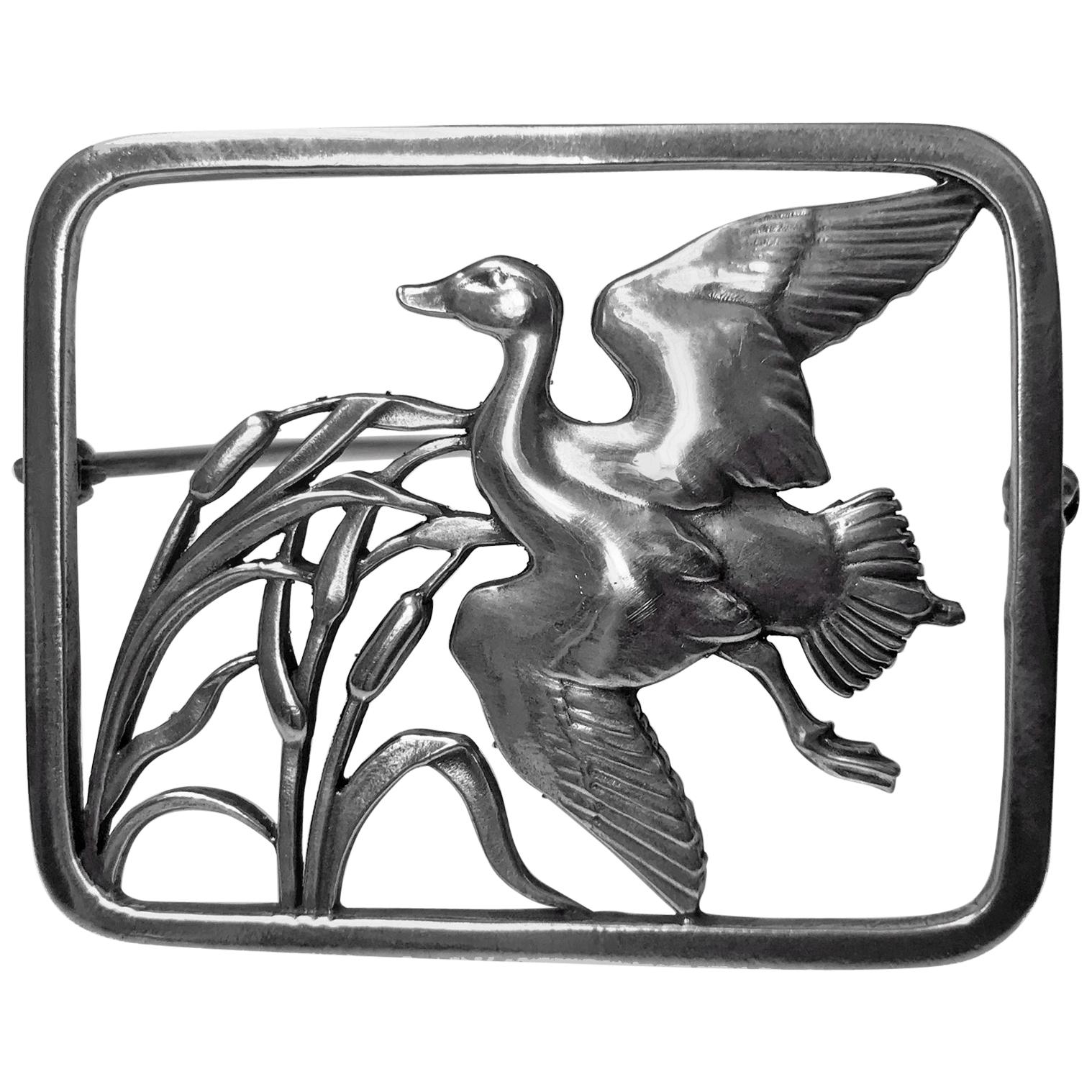 Georg Jensen Hugo Liisberg Sterling Bird Brooch, Denmark, circa 1930