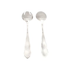 Georg Jensen Inc USA 135 Sterling 2-teiliges Salatbesteck mit Gabel und Löffel, Salatbesteck #14716