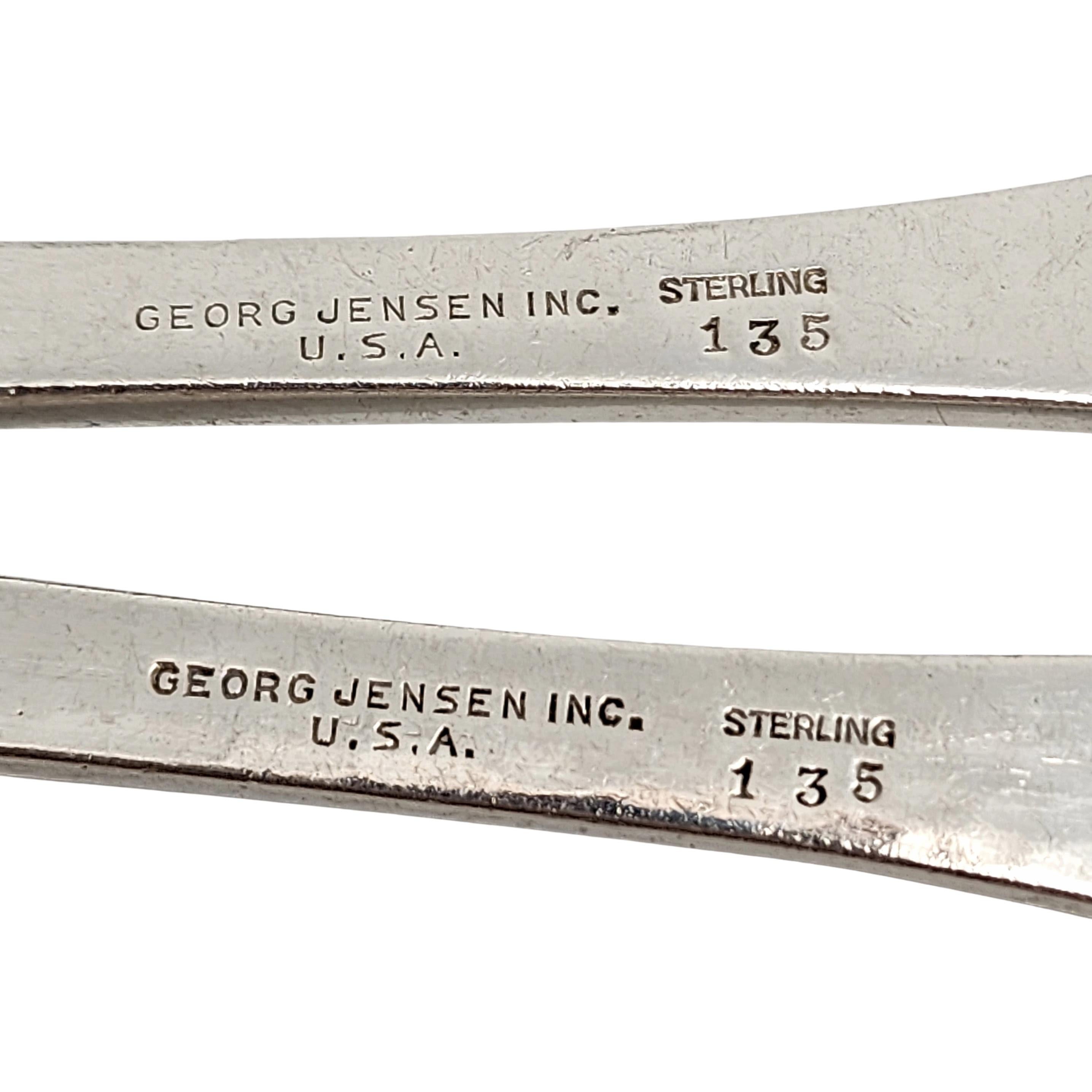 Georg Jensen Inc USA 135 Sterling 2pc Fork & Spoon Salad Serving Set #14716 For Sale 5