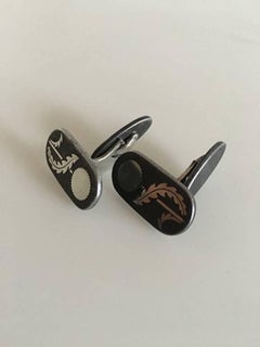 Georg Jensen Iron and Sterling Silver Cufflinks No 5007