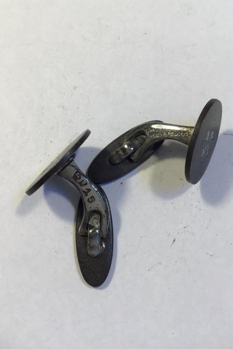 Georg Jensen Iron / Silver Cufflinks No 5015 In Good Condition For Sale In Copenhagen, DK