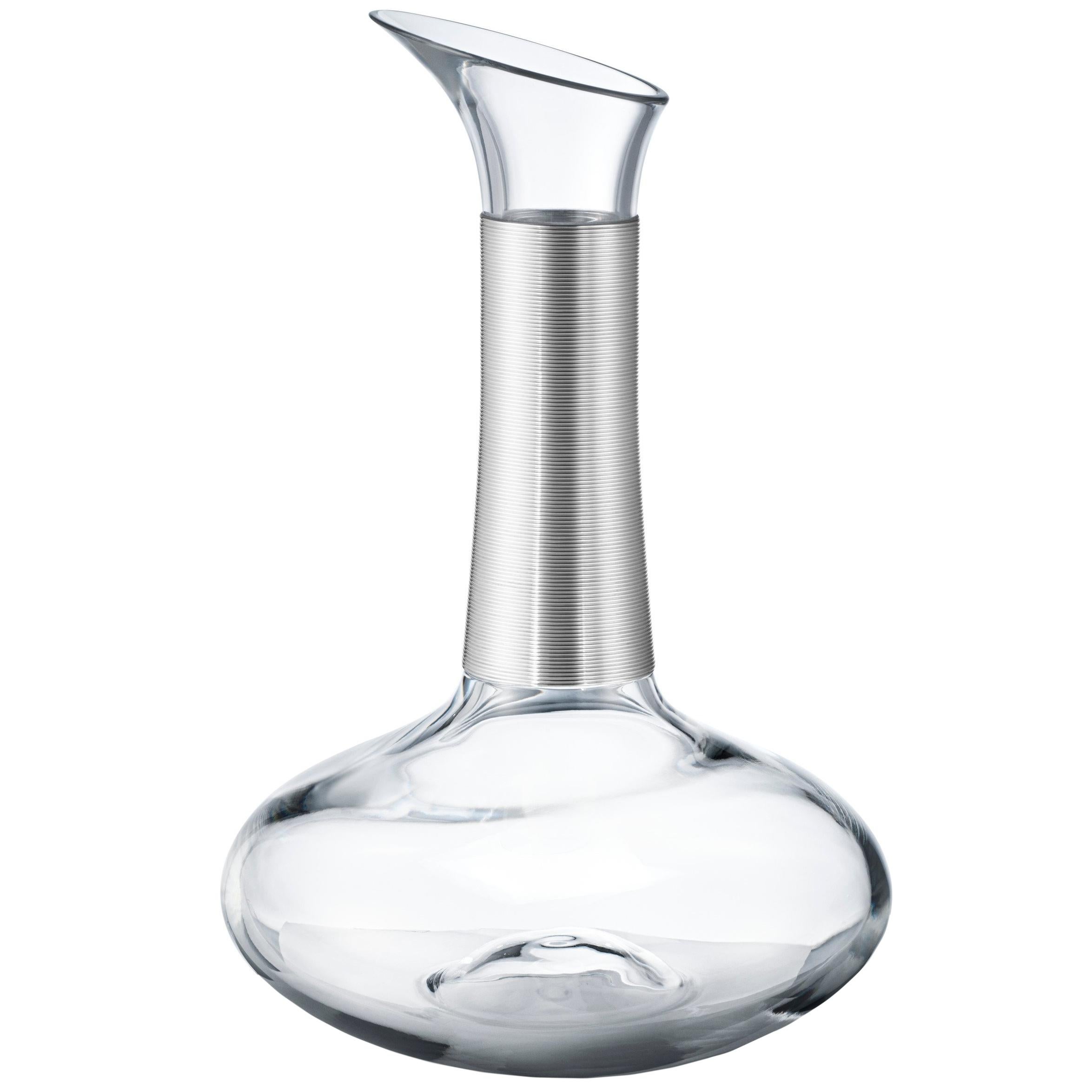Georg Jensen Koppel Crystal Carafe with Silver Wire by Henning Koppel