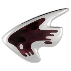 Georg Jensen Koppel Enamel Brooch #307 by Henning Koppel