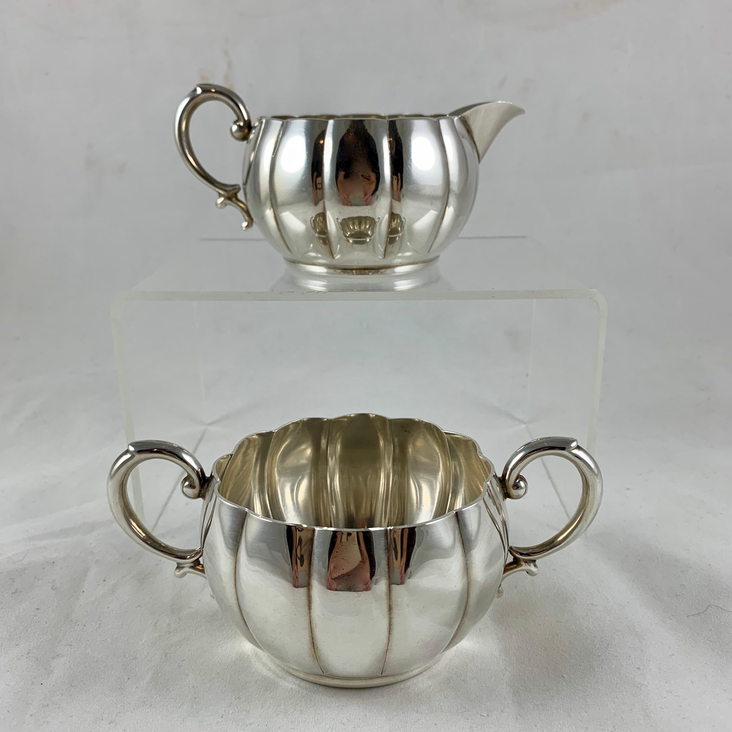 North American Georg Jensen La Paglia Danish Modernist Sterling Silver Cream & Sugar Set, 1940s