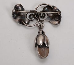 Georg Jensen La Paglia - Broche en forme de feuillage avec pendentif " fleur "