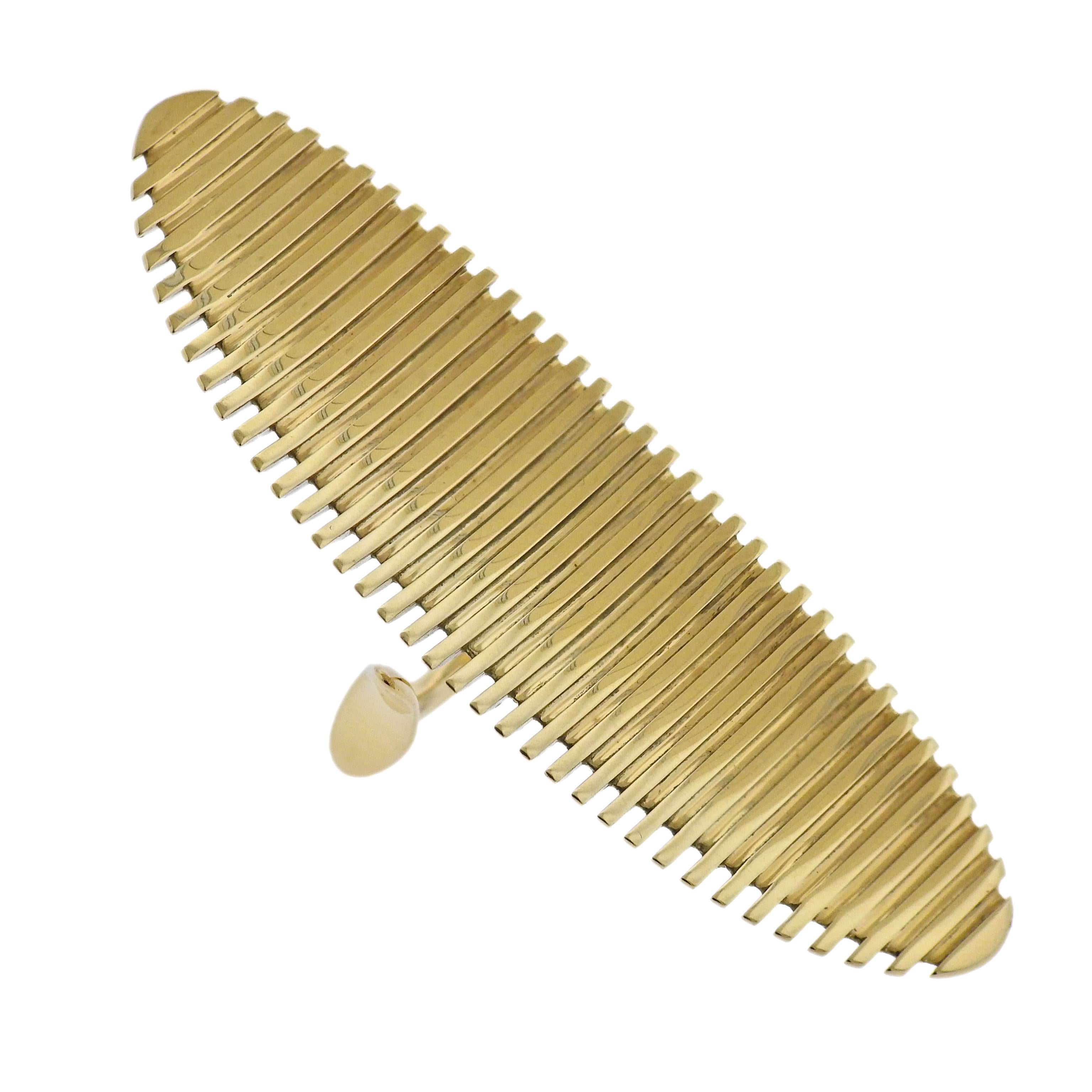 Brandneuer langer Ring aus 18 Karat Gold von Georg Jensen aus der Lamellae-Kollektion.  Ring oben ist 2 7/8