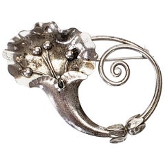 Georg Jensen LaPaglia Sterling Silver Trumpet Flower Pin / Brooch