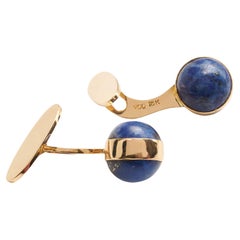 Georg Jensen Lapis Lazuli Ball and Gold Cufflinks, Designed by Magnus Stephensen