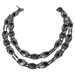 Georg Jensen Lapis Necklace Double Strand C.1930