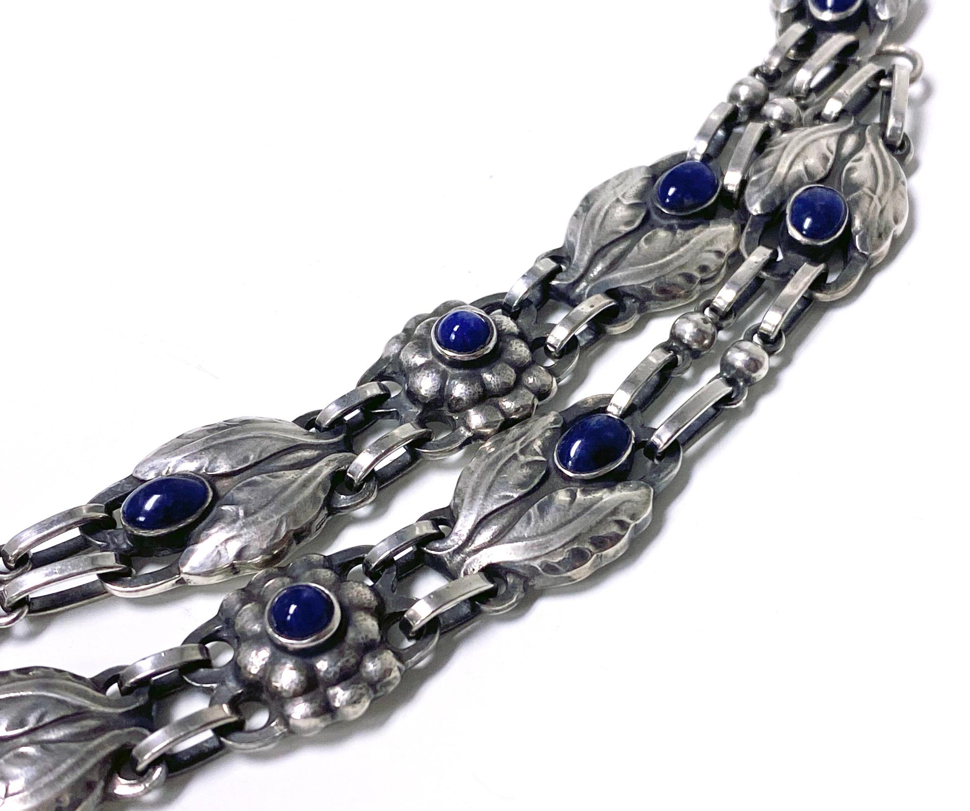 Georg Jensen Lapis Necklace Double Strand C.1930 In Good Condition In Toronto, ON