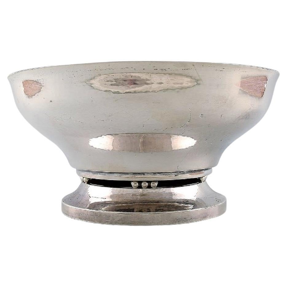 Georg Jensen, Large Beaded Compote, Sterling Silver Bowl with Pierced Edge For Sale