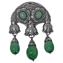 Georg Jensen, grande broche maître amazonite en argent, vers 1933