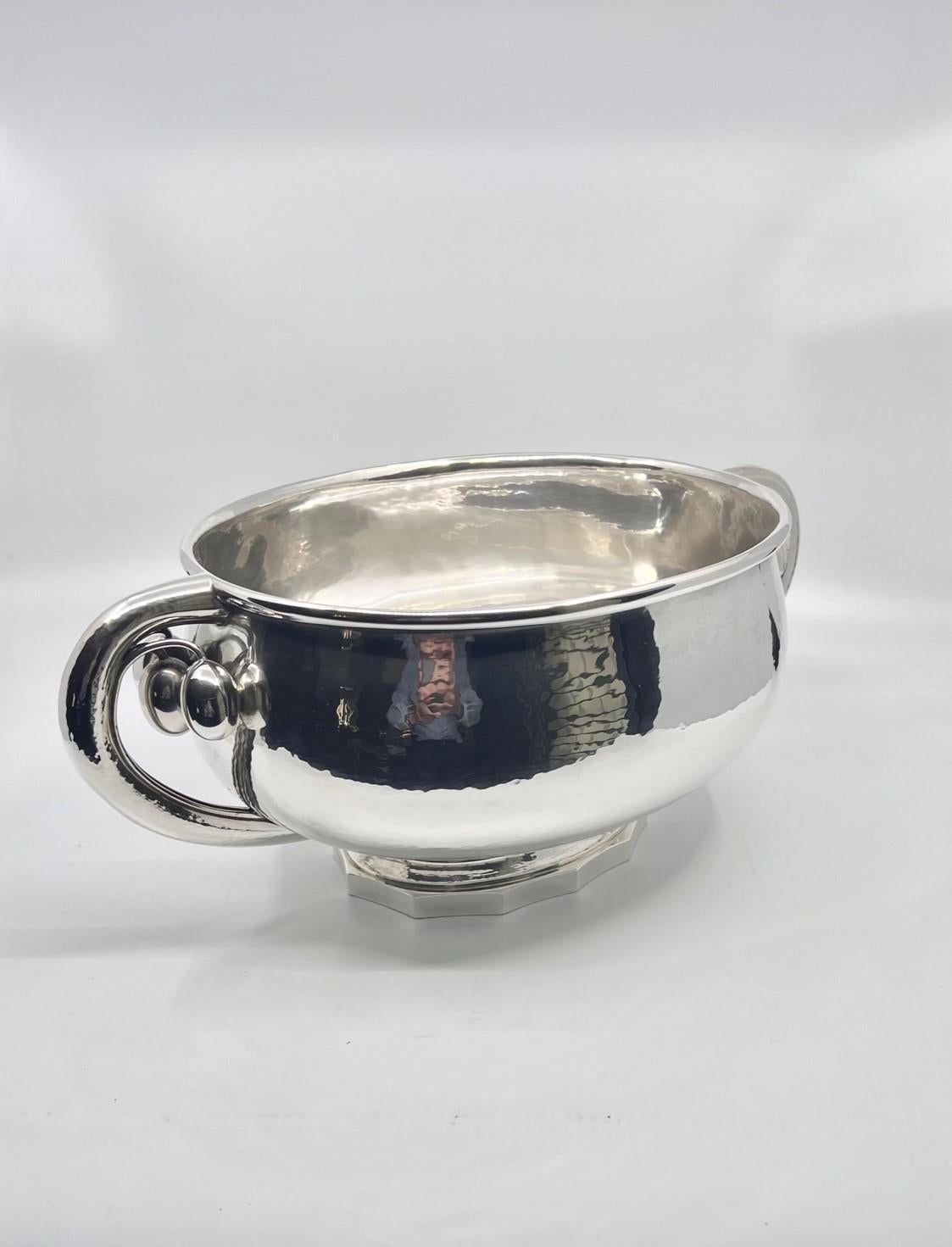 Danish Georg Jensen Large Sterling Silver Centerpiece Bowl 501 For Sale