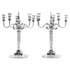 Georg Jensen Large Sterling Silver Five-Light Candelabra 224