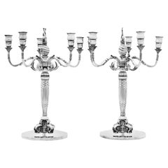 Georg Jensen Large Candelabro de cinco luces de plata de ley 224