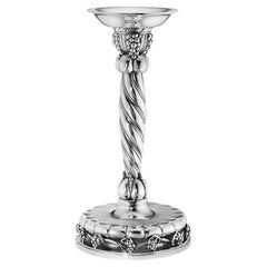 Retro Georg Jensen Large Sterling Silver Grape Candlestick #264