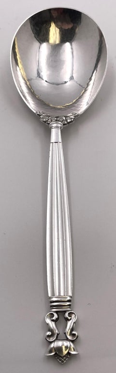 Georg Jensen Large Sterling Silver Mashed Potato Spoon in Acorn Pattern