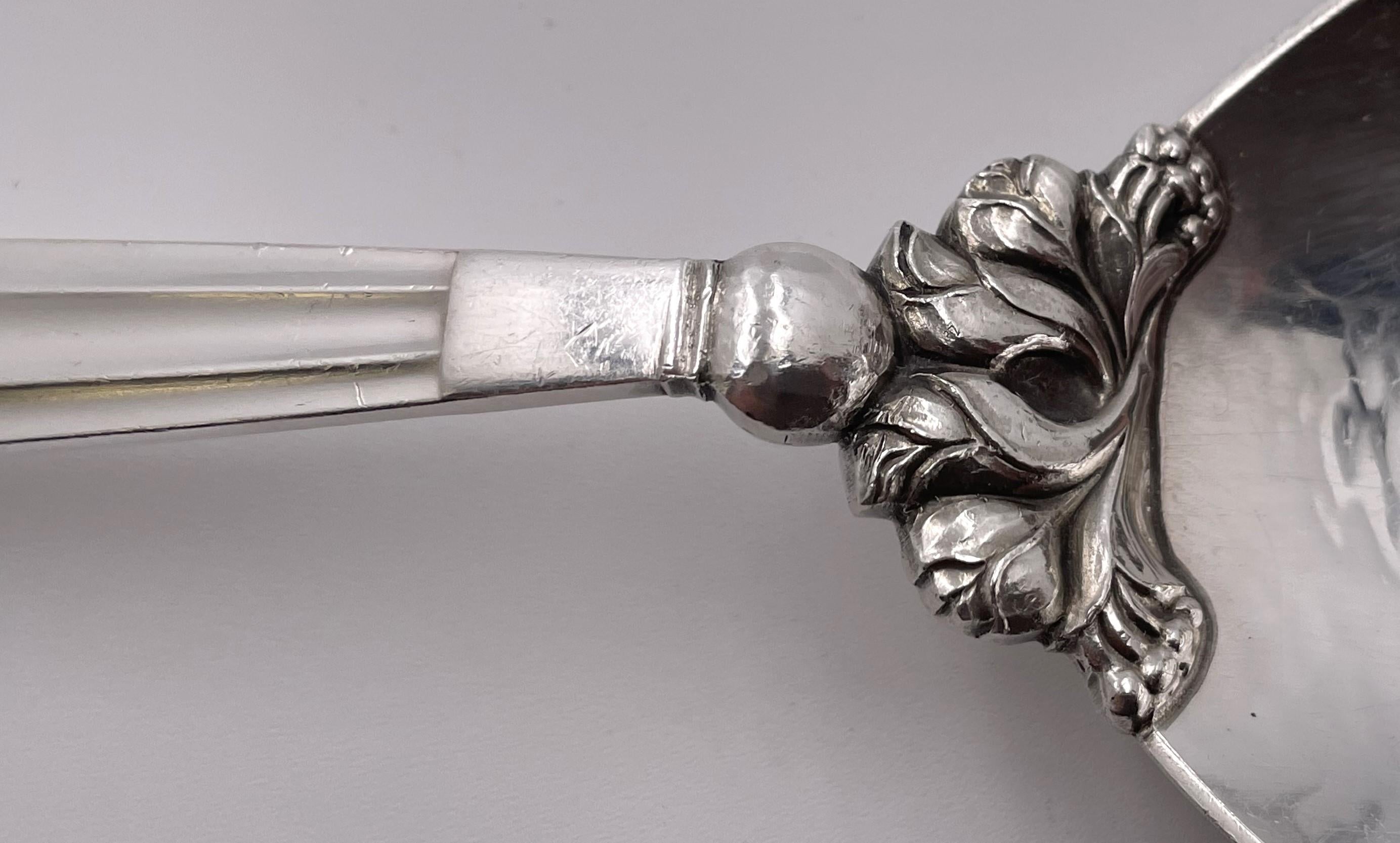 Danish Georg Jensen Large Sterling Silver Mashed Potato Spoon in Acorn Pattern For Sale