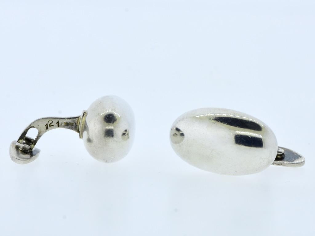 Georg Jensen Large Sterling Silver Vintage Cufflinks, c. 1960 In Good Condition For Sale In Aspen, CO