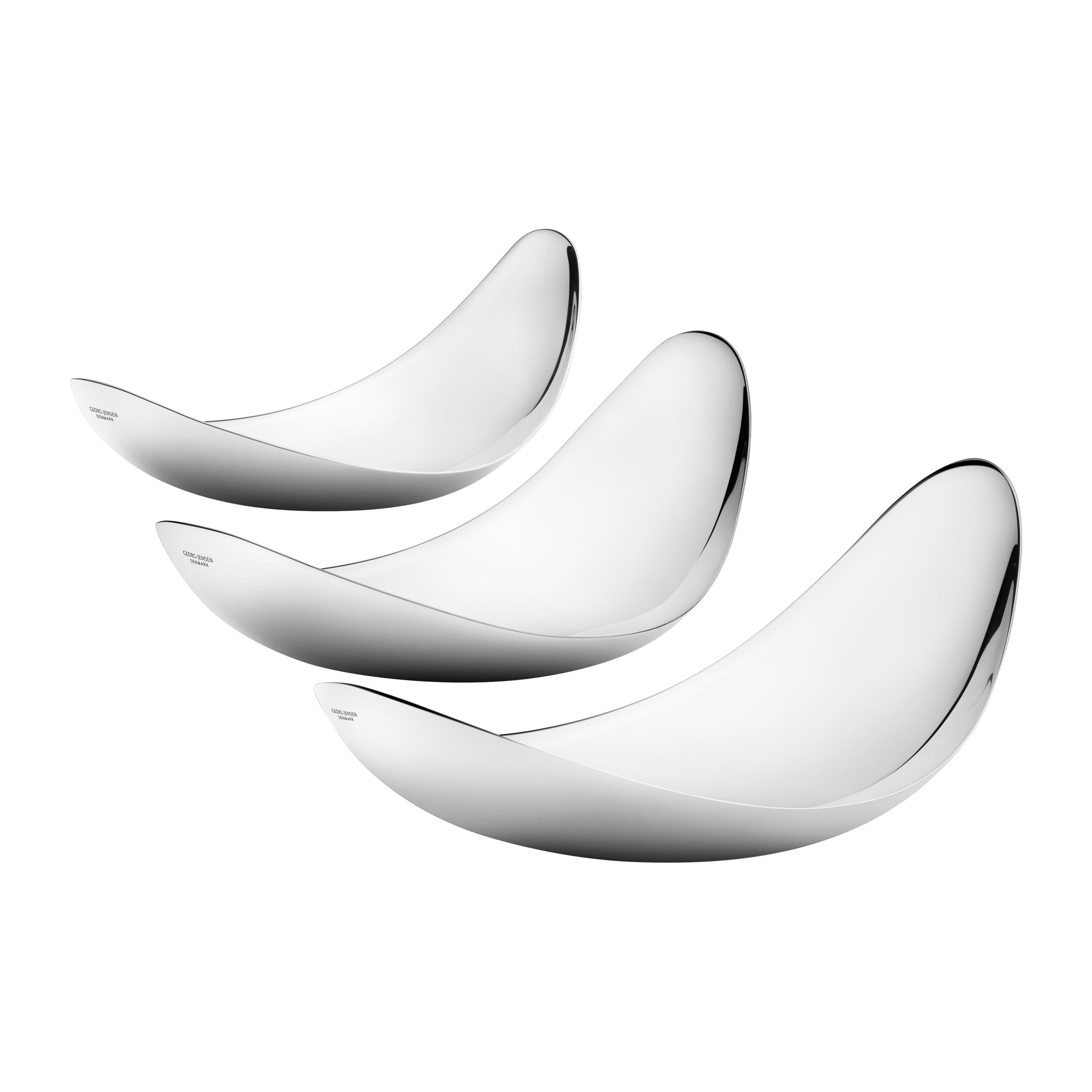 Georg Jensen Leaf Dish Set in Stainless Steel Mirror Finish by Helle Damkjaer For Sale