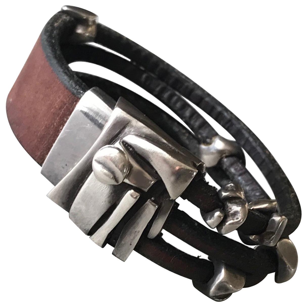 Georg Jensen Leather and Sterling Silver Bracelet No. 311 by Anette Kræn For Sale