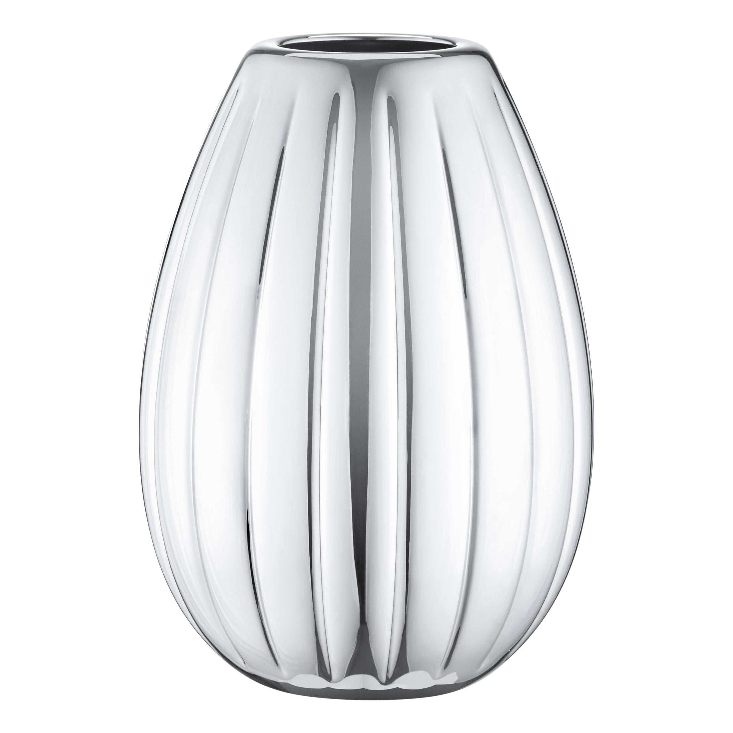 Georg Jensen Legacy High Vase in Stainless Steel Finish by Philip Bro Ludvigsen For Sale