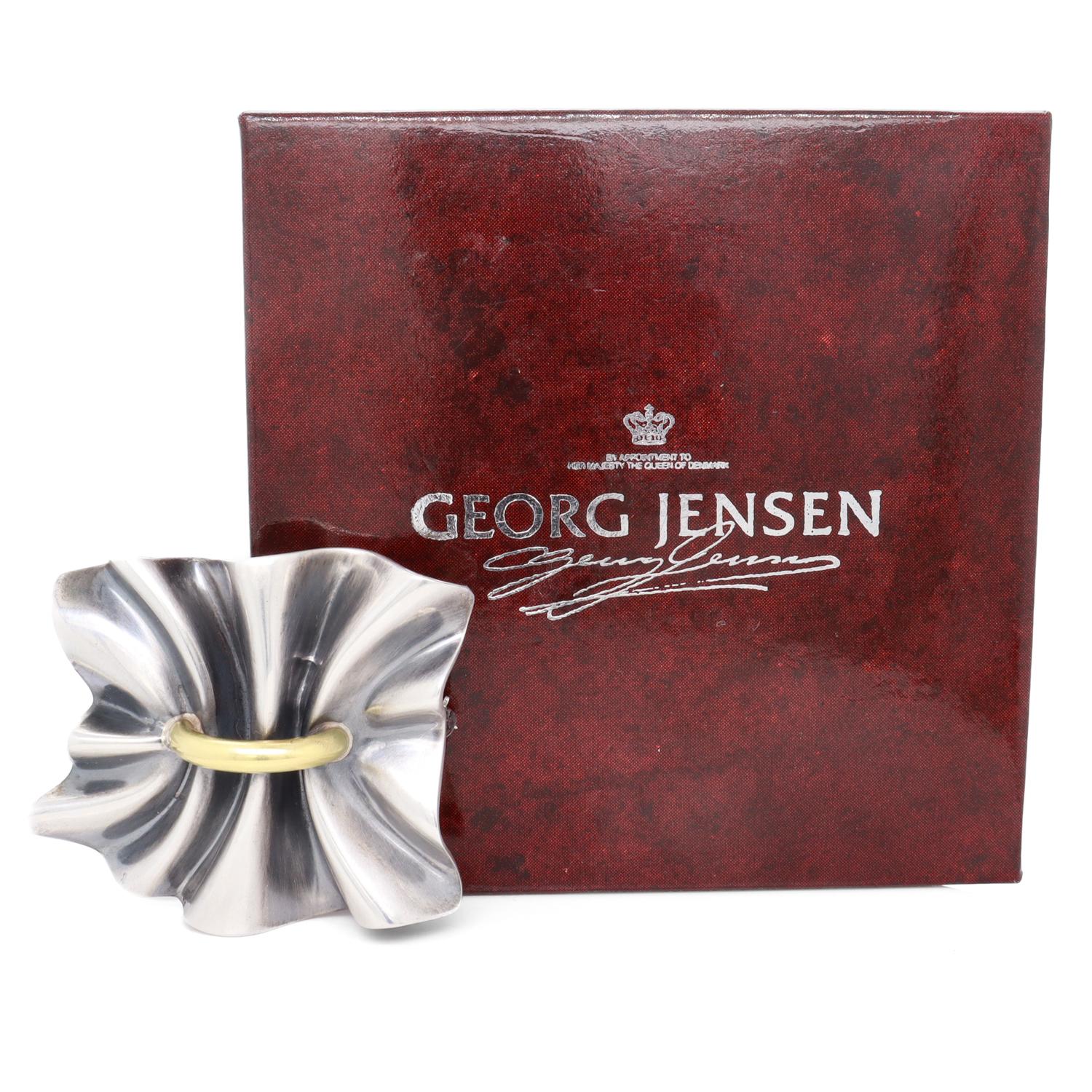 Georg Jensen Lene Munthe Sterling Silver & 18K Yellow Gold 399 Brooch For Sale 6