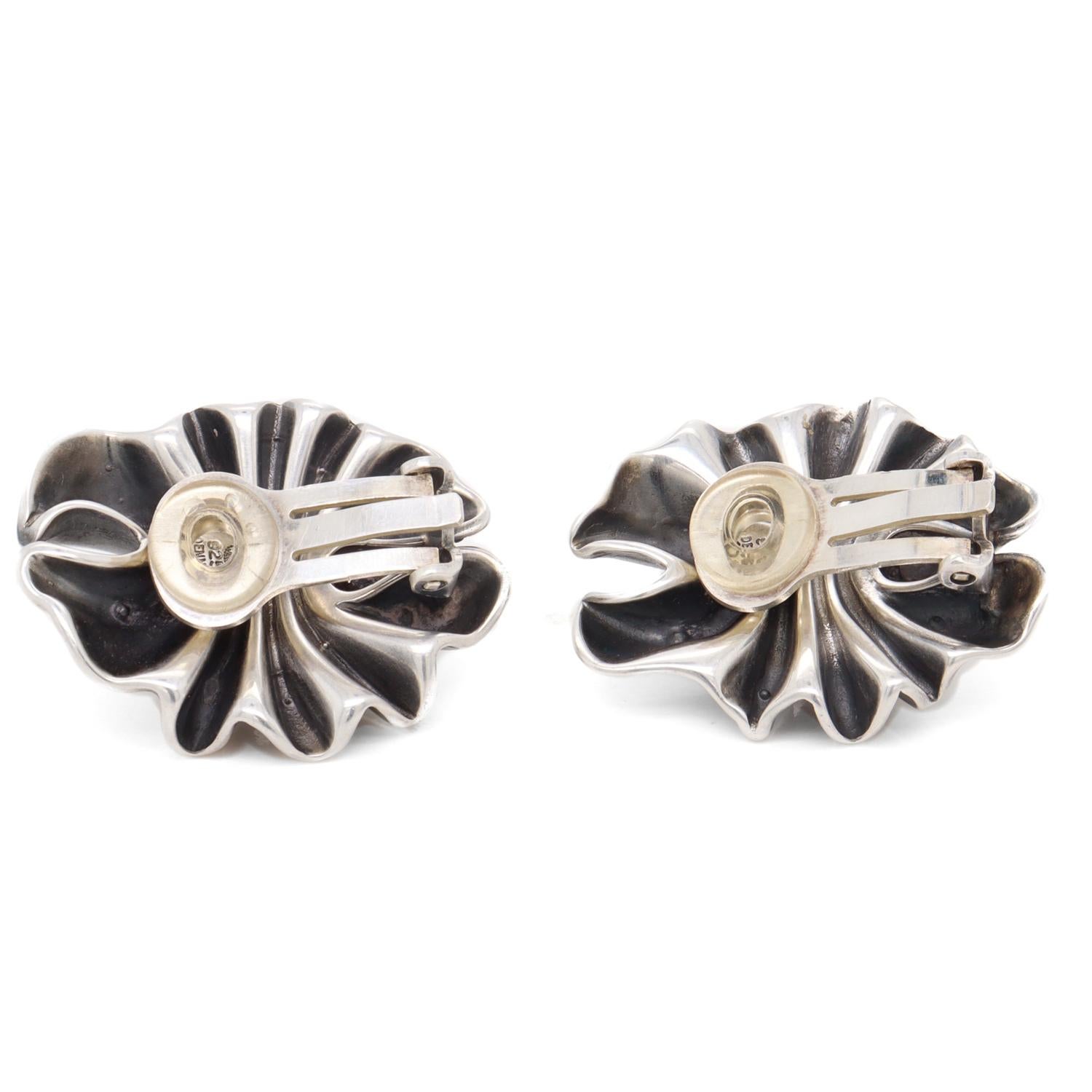 Georg Jensen Lene Munthe Sterling Silver & 18K Yellow Gold #400 Clip-On Earrings For Sale 6